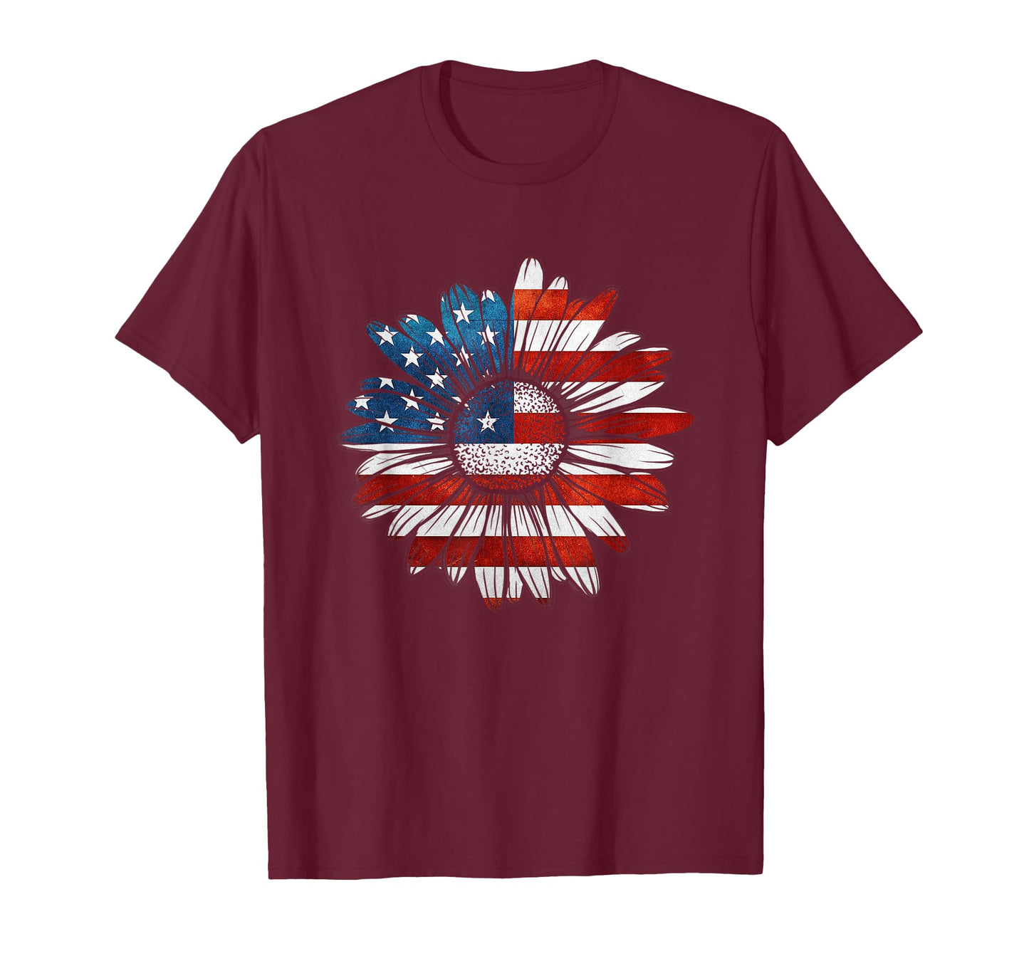 Vintage Daisy USA American Flag 4th of July Patriotic Flower Women Kids Men T-Shirt