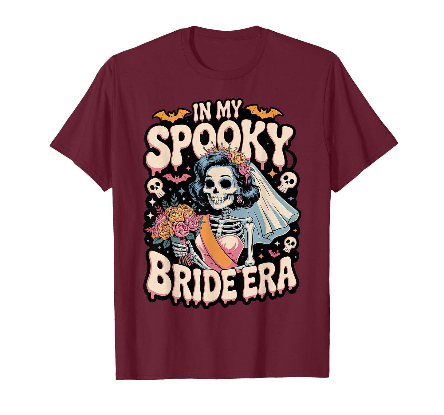 in My Spooky Bride Era Halloween Skeleton Wedding Bride T-Shirt
