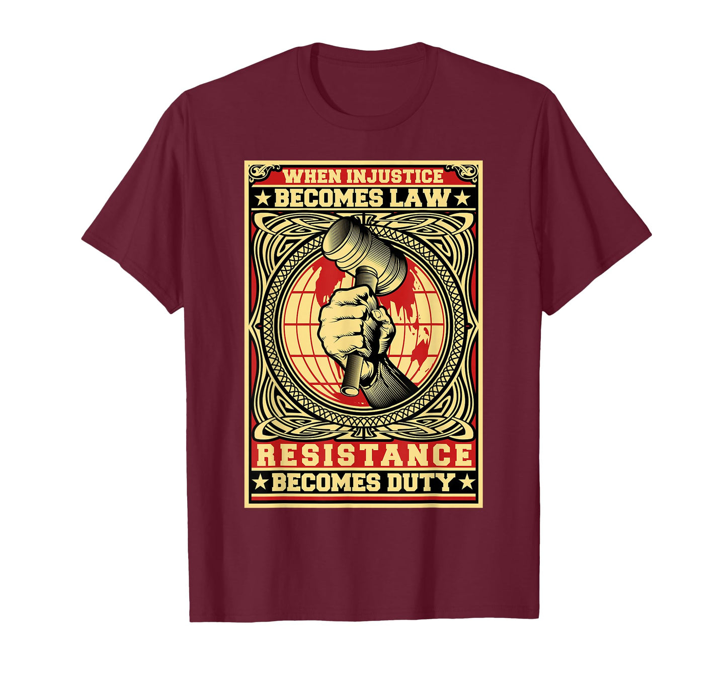 Political Abyss Shirts When Injustice Becomes Law Resistance Becomes Duty Unisex Adult Black Cotton Blend T-Shirt Small Classic Fit Short Sleeve