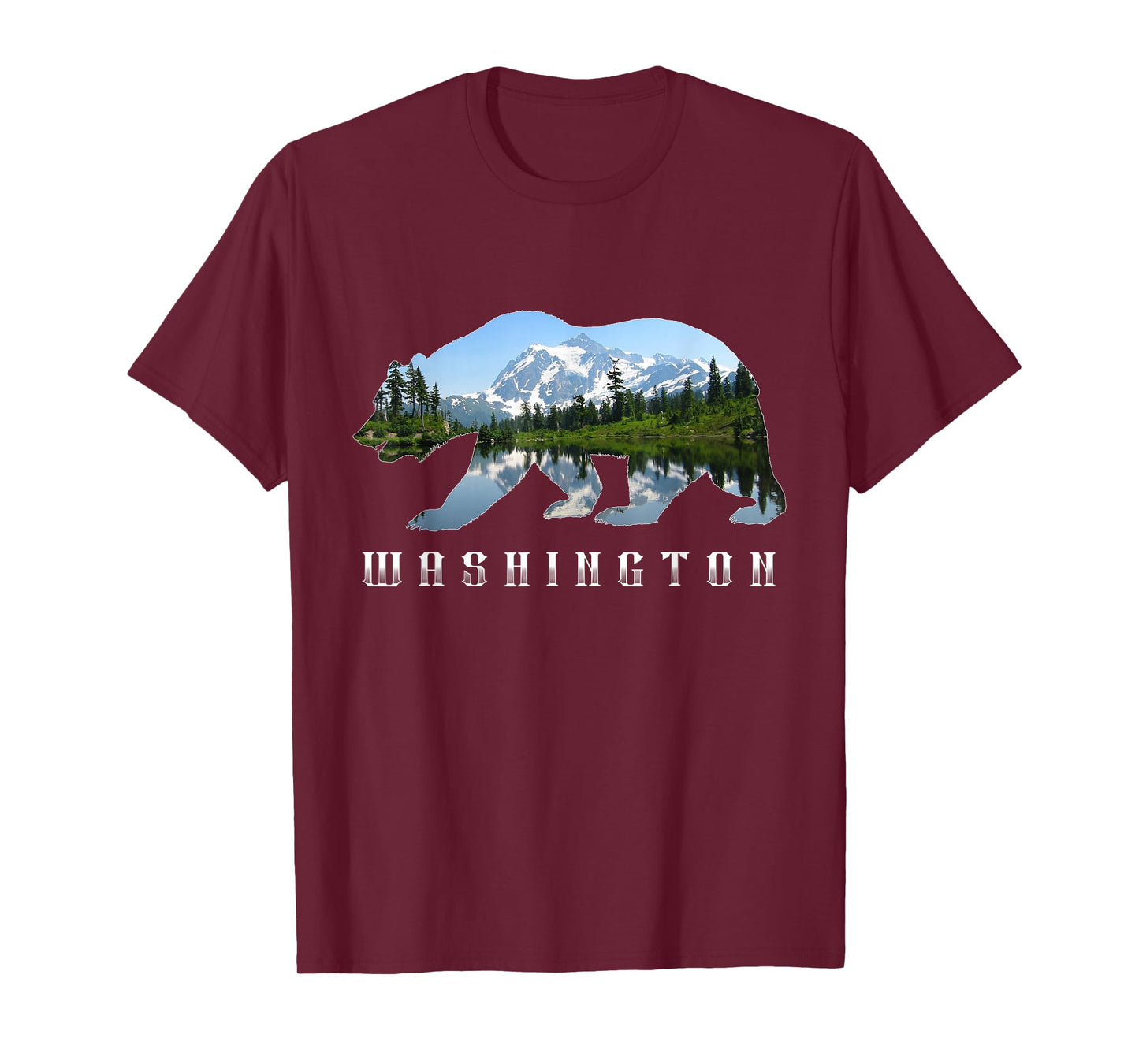 Washington Bear & North Cascades Park Image Souvenir T-Shirt