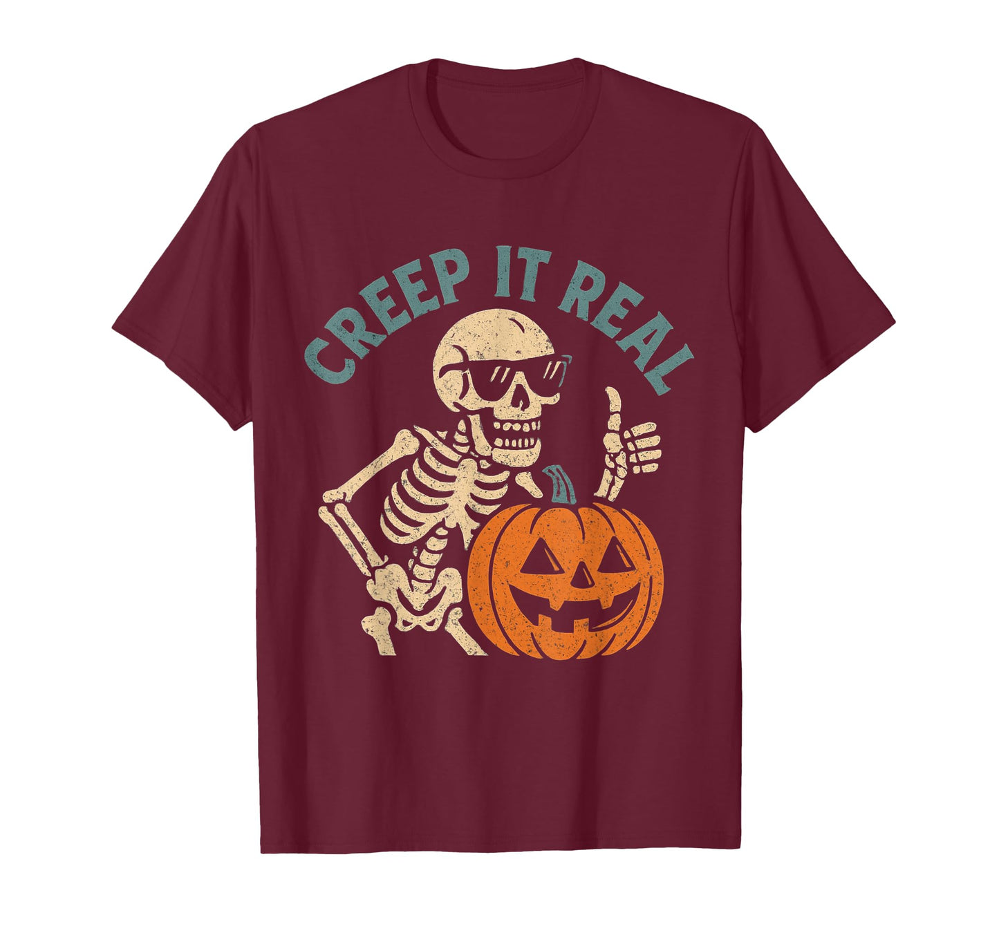 Creep It Real Funny Skeleton Halloween Pun Tee T-Shirt