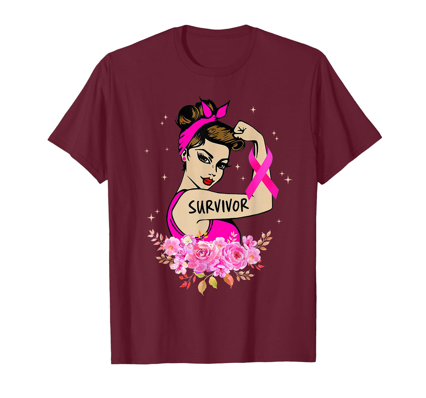 Breast Cancer Survivor Rosie Riveter Pink Awareness Women T-Shirt