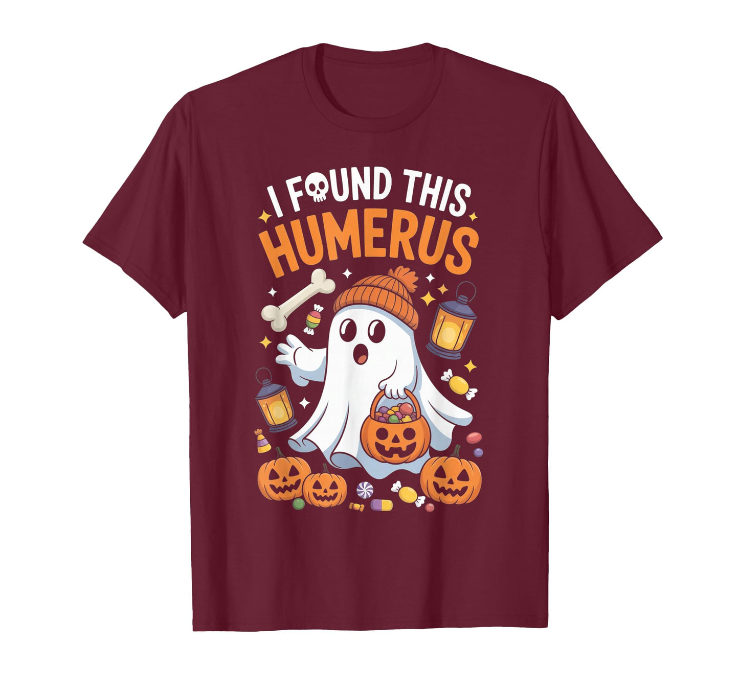 Ghost I Found This Humerus Halloween Skeleton Women Gifts T-Shirt