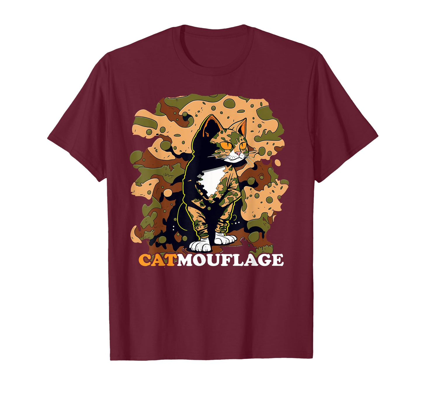 Funny Cat Pun Tshirt Catmouflage Camo Joke Kids Men Women T-Shirt