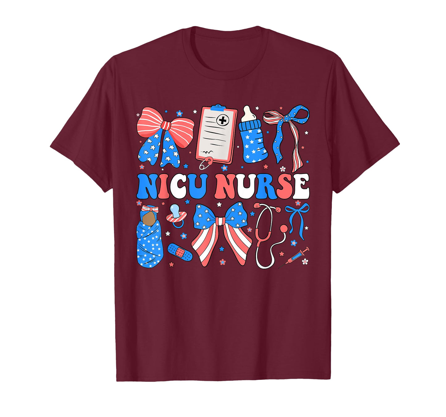 NICU Nurse 4th Of July American Flag Patriotic Nicu Nurse T-Shirt