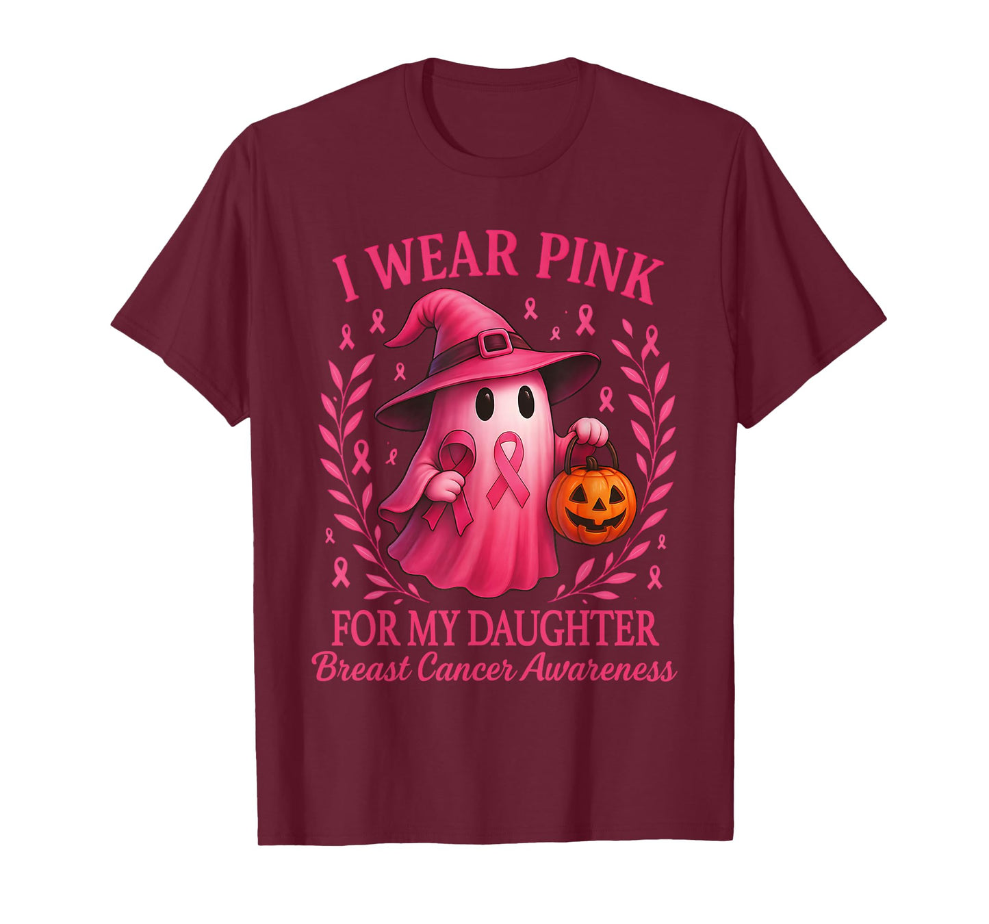 I Wear Pink for My Daughter Ghost Breast Cancer Awareness T-Shirt