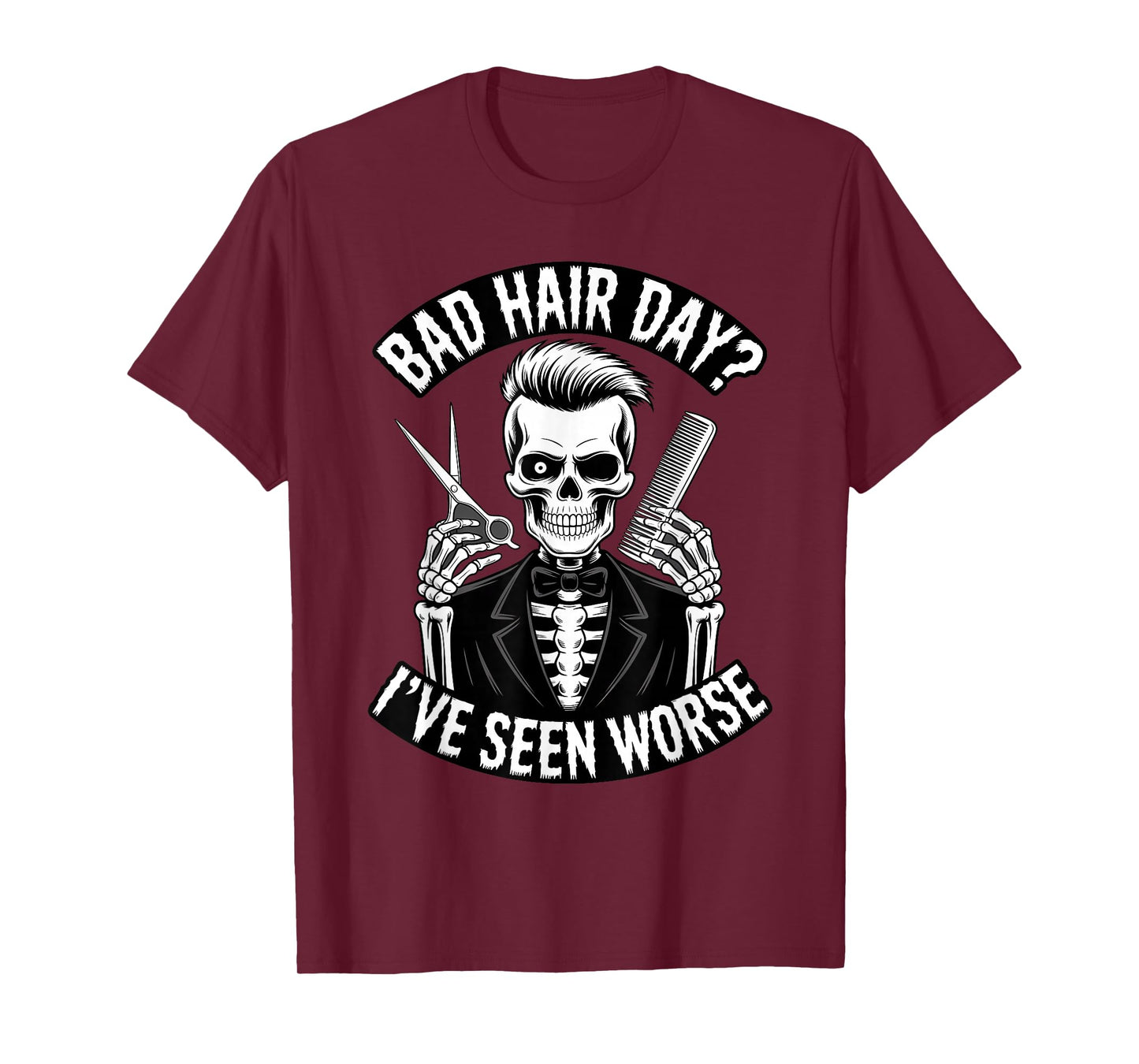 Skeleton Barber Halloween Funny Spooky Hair Stylis T-Shirt