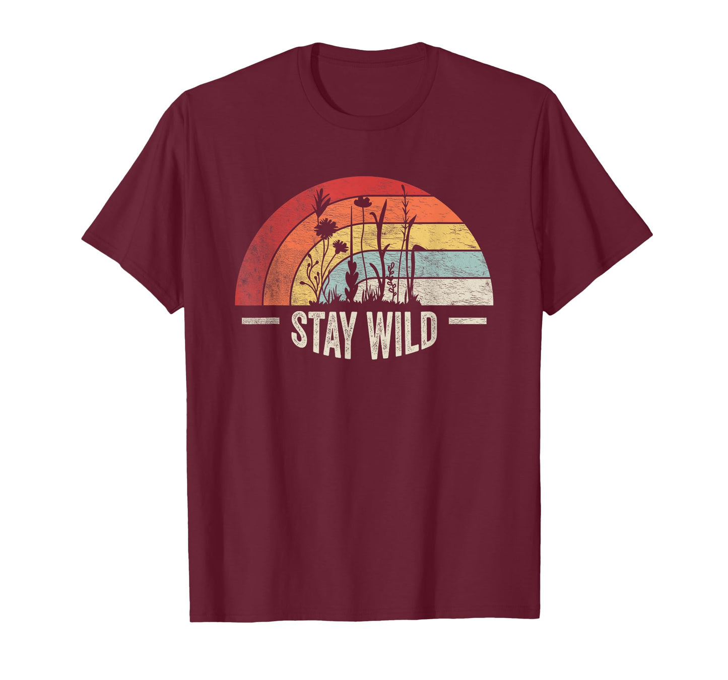 Retro Vintage Stay Wild Wildflower Inspirational Women Quote T-Shirt