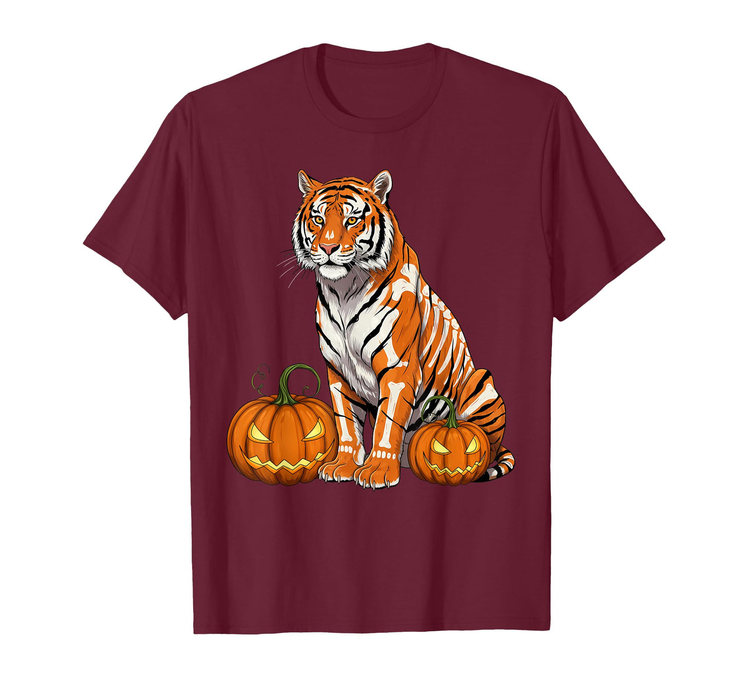 Skeleton Tiger Halloween Stripes - Spooky Animal T-Shirt