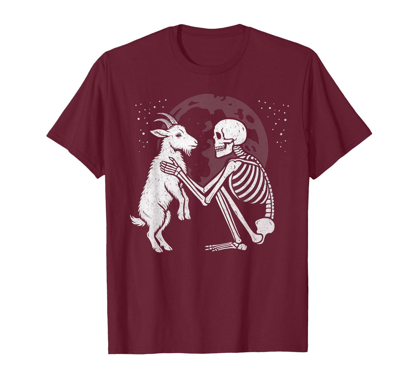 Goat Skeleton Moon Halloween Animal Lover T-Shirt