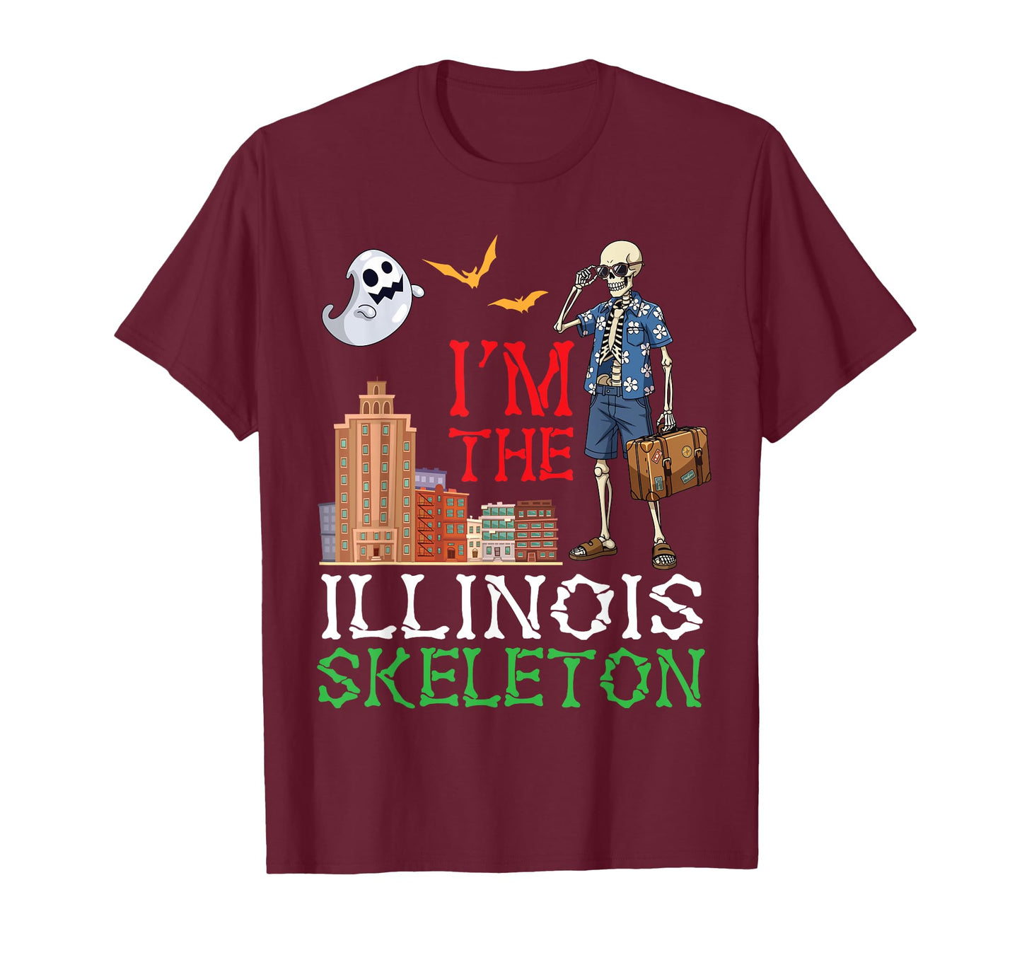 I'm The Illinois Skeleton Cowboy Halloween Day Desert Ghost T-Shirt