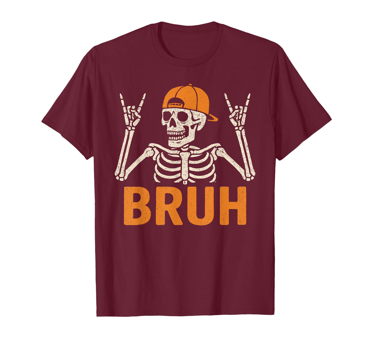 Bruh Punk Rock Skeleton Cool Rocker Halloween Men Boys Kids T-Shirt