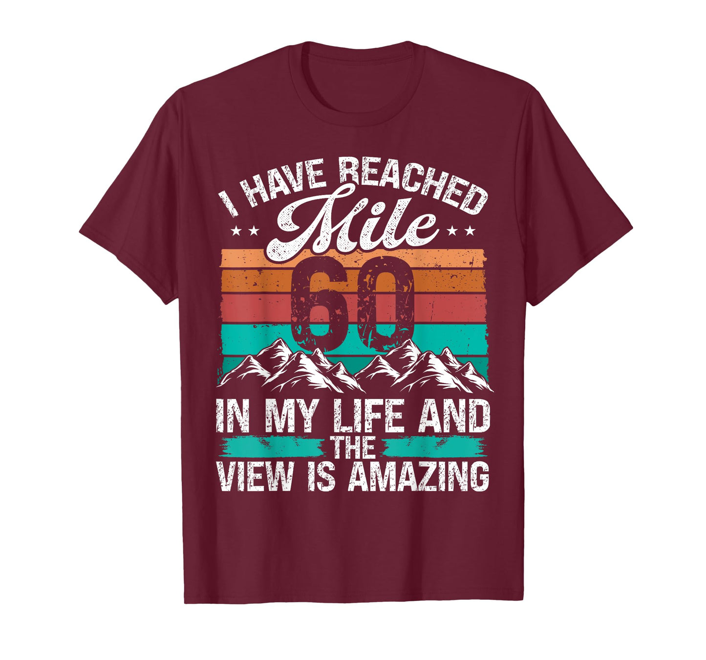 60 Year Old Hiker Mountains Hiking Vintage 60 Birthday T-Shirt