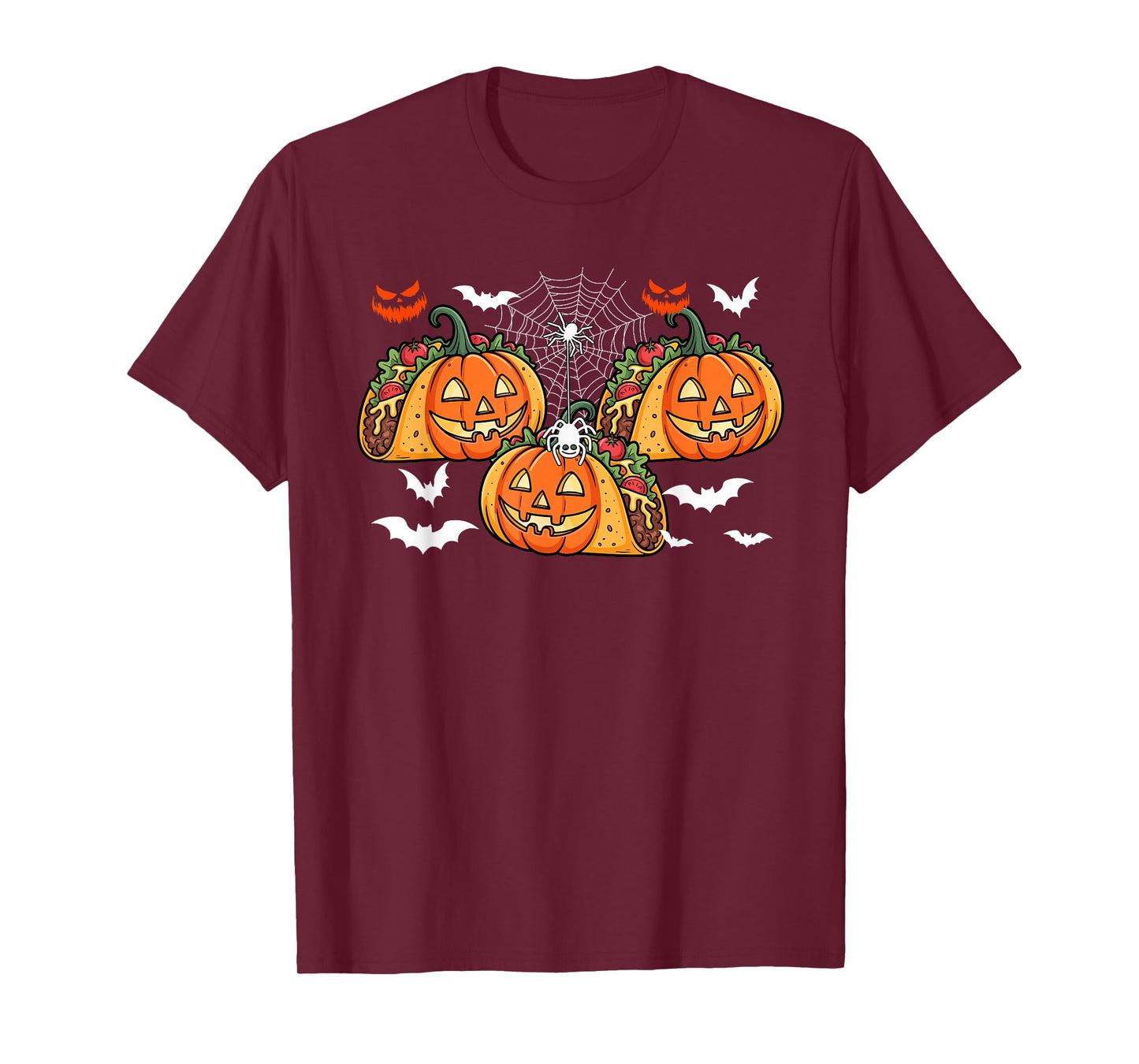 Three Horror Tacos As Carved Pumpkins Halloween Food Lover T-Shirt