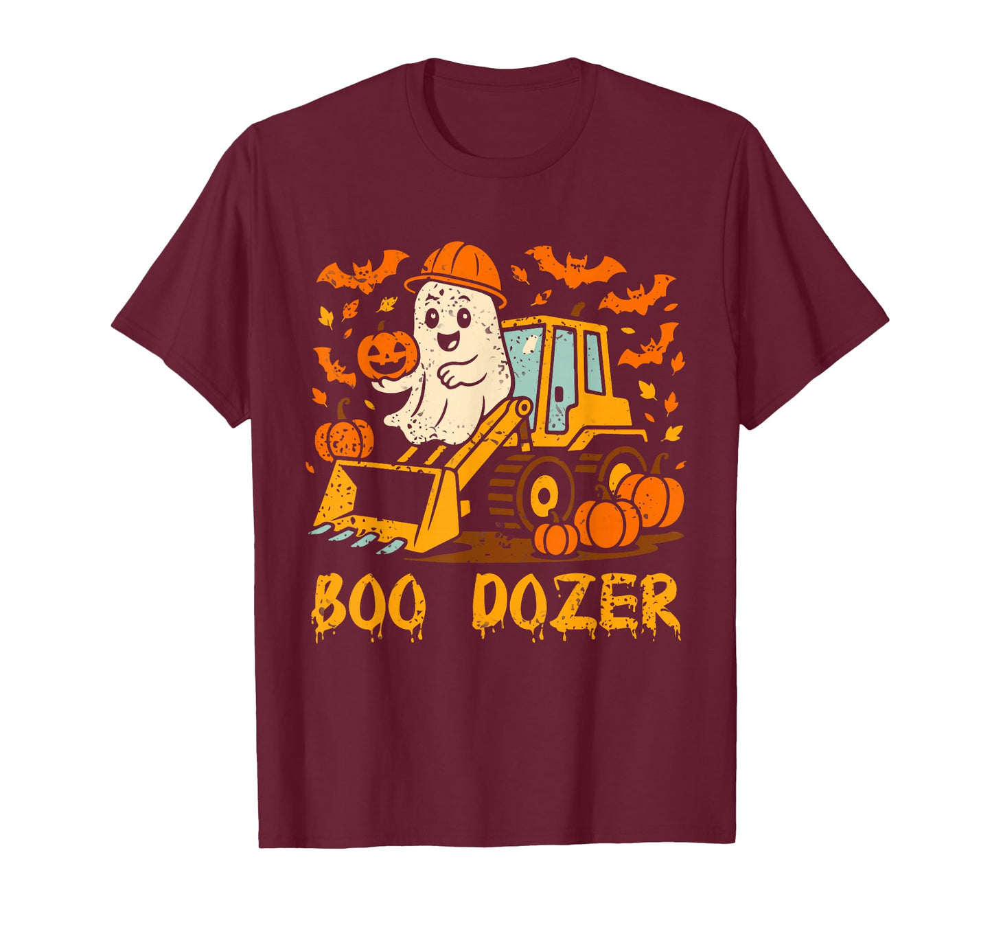 Boo Dozer Ghost Bulldozer Halloween Construction Trucks Kids T-Shirt