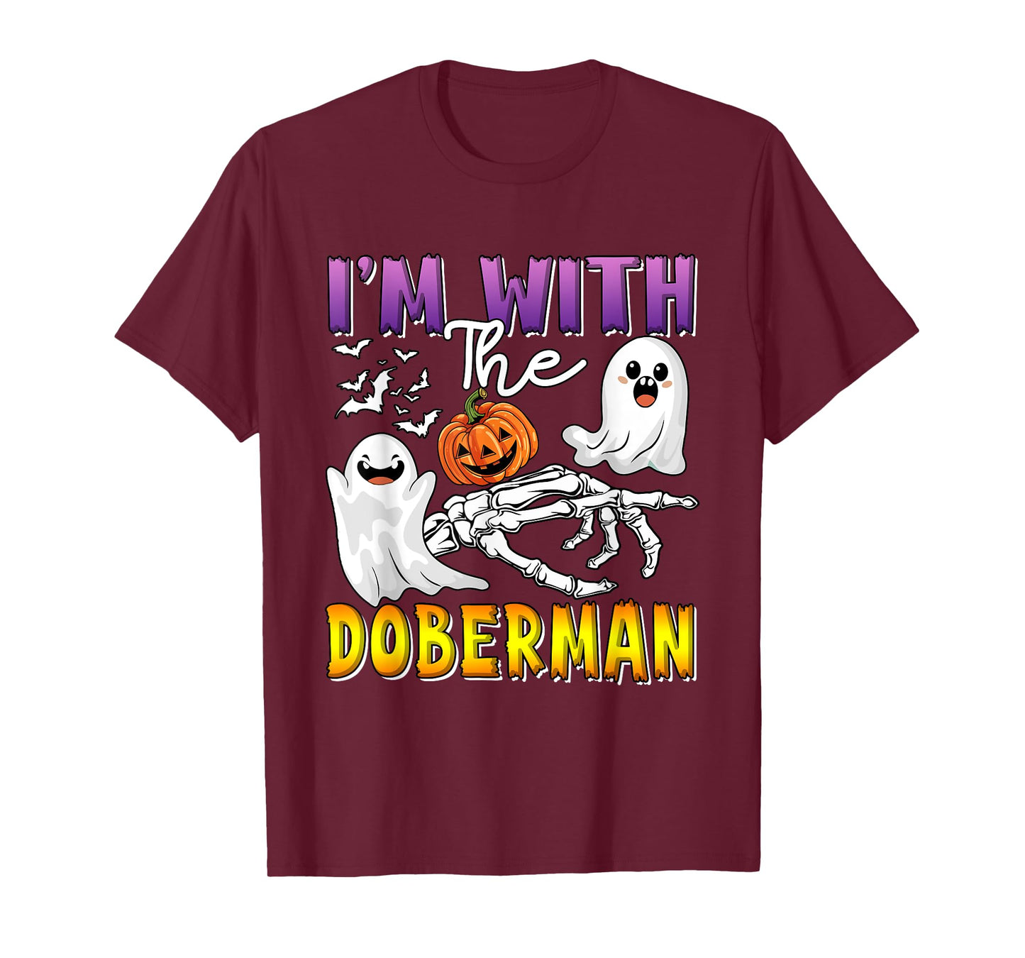 I'm with Doberman Halloween Boo Ghost Funny Single Owner T-Shirt