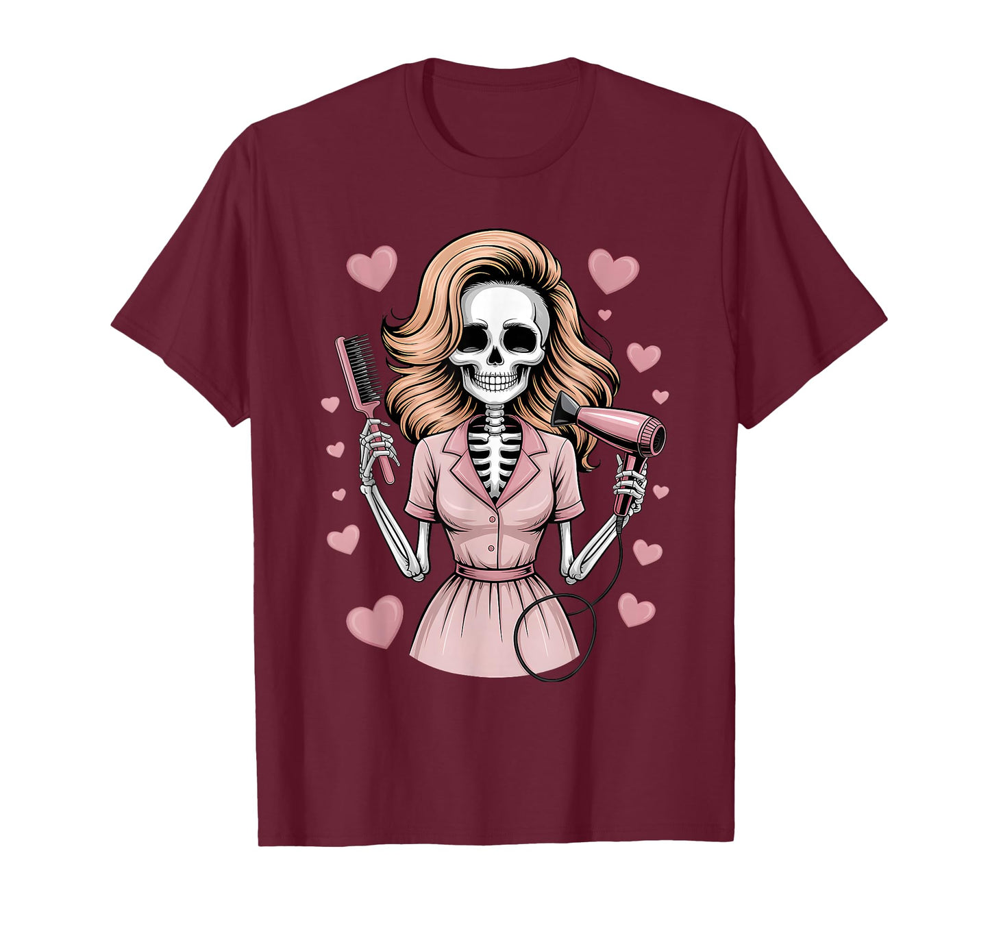 Funny Halloween Skeleton Hairdresser Hairstylist Men Women T-Shirt
