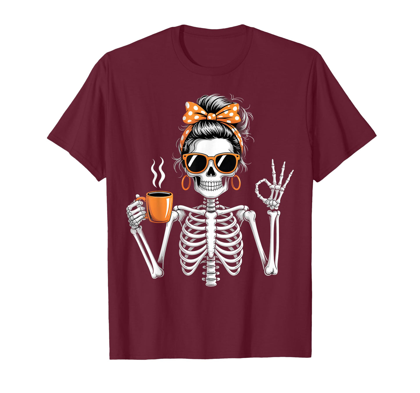 Sassy Skeleton Coffee Humor Halloween Aesthetic T-Shirt