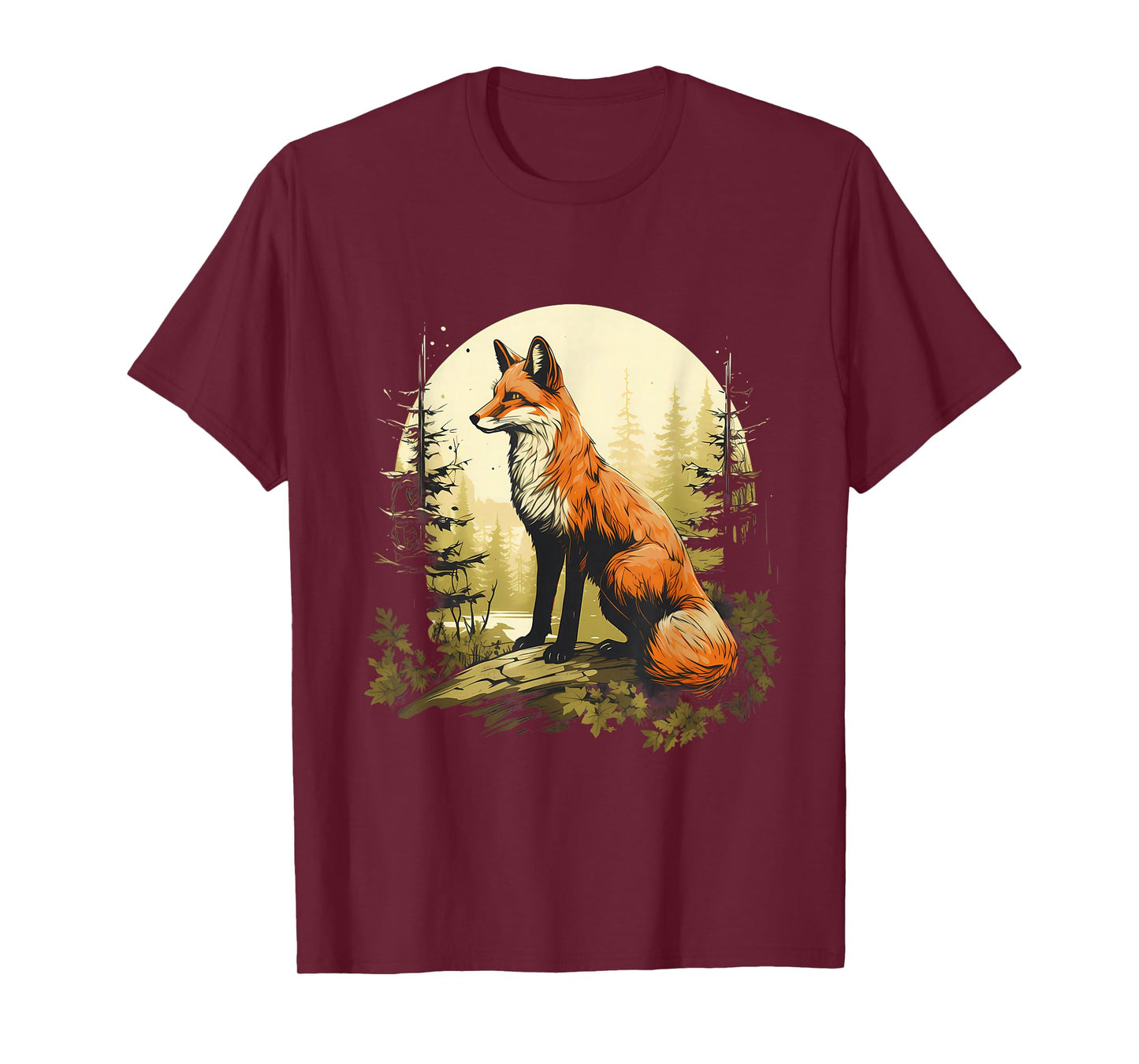 Fox Nature Forest Wildlife Motif Animal Lovers Landscape T-Shirt