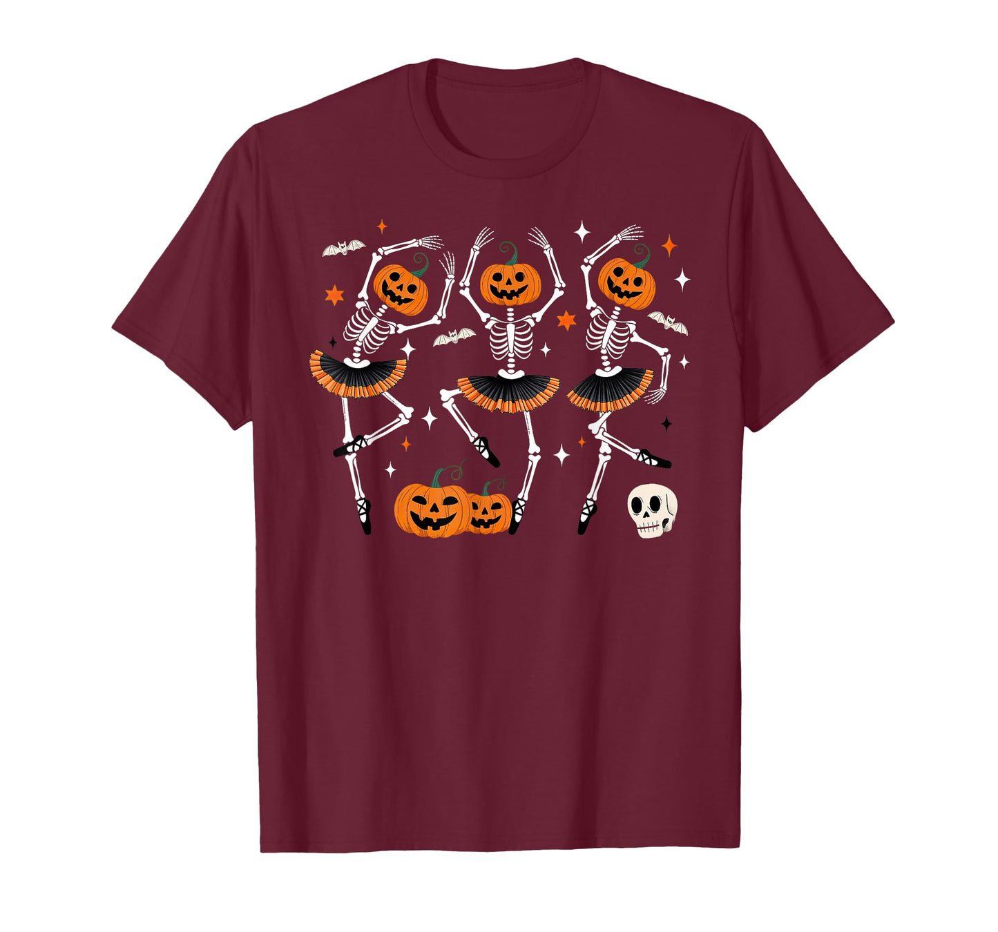 Ballet Pumpkin Skeleton Halloween T-Shirt