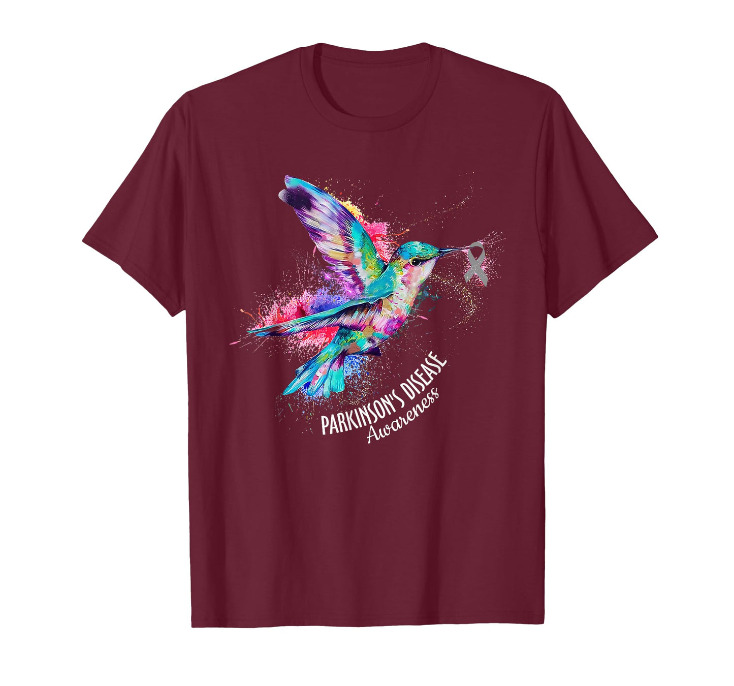 Hummingbird Parkinson's Disease Awareness Gray Ribbon T-Shirt