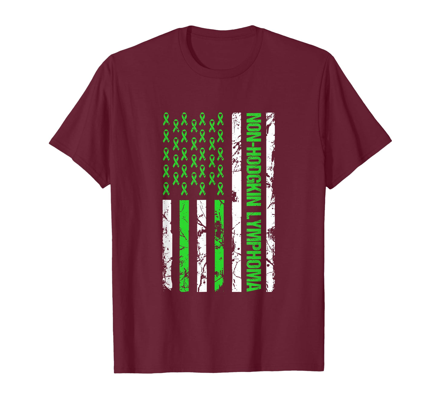 Non Hodgkin Lymphoma Flag Lime Green Ribbon Awareness T-Shirt