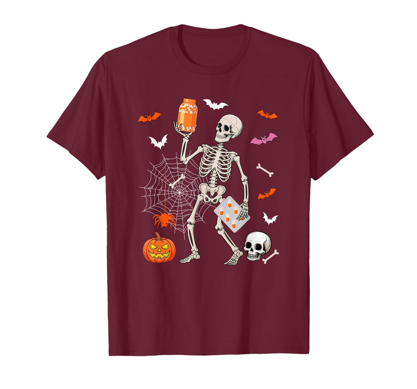 Pharmacist Job Horror Skeleton Halloween Costume Team T-Shirt