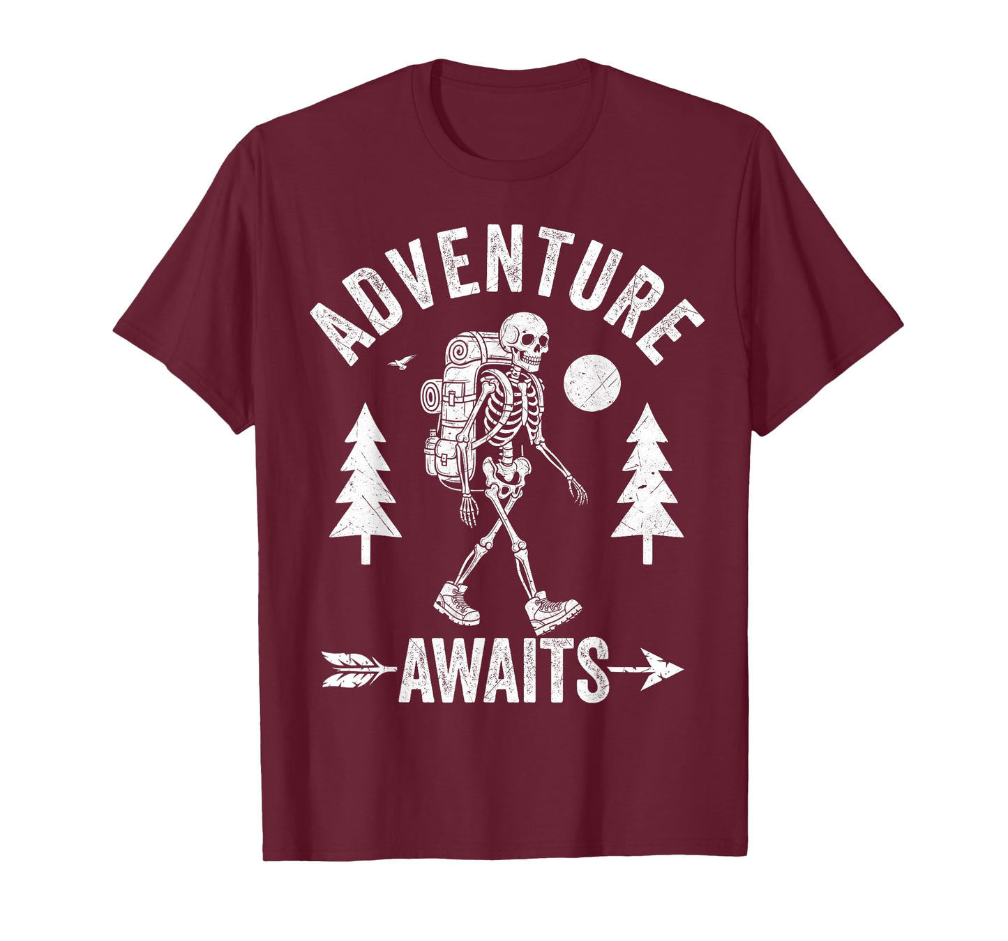 Adventure Awaits Skeleton Backpacker Spooky Halloween Hiking T-Shirt