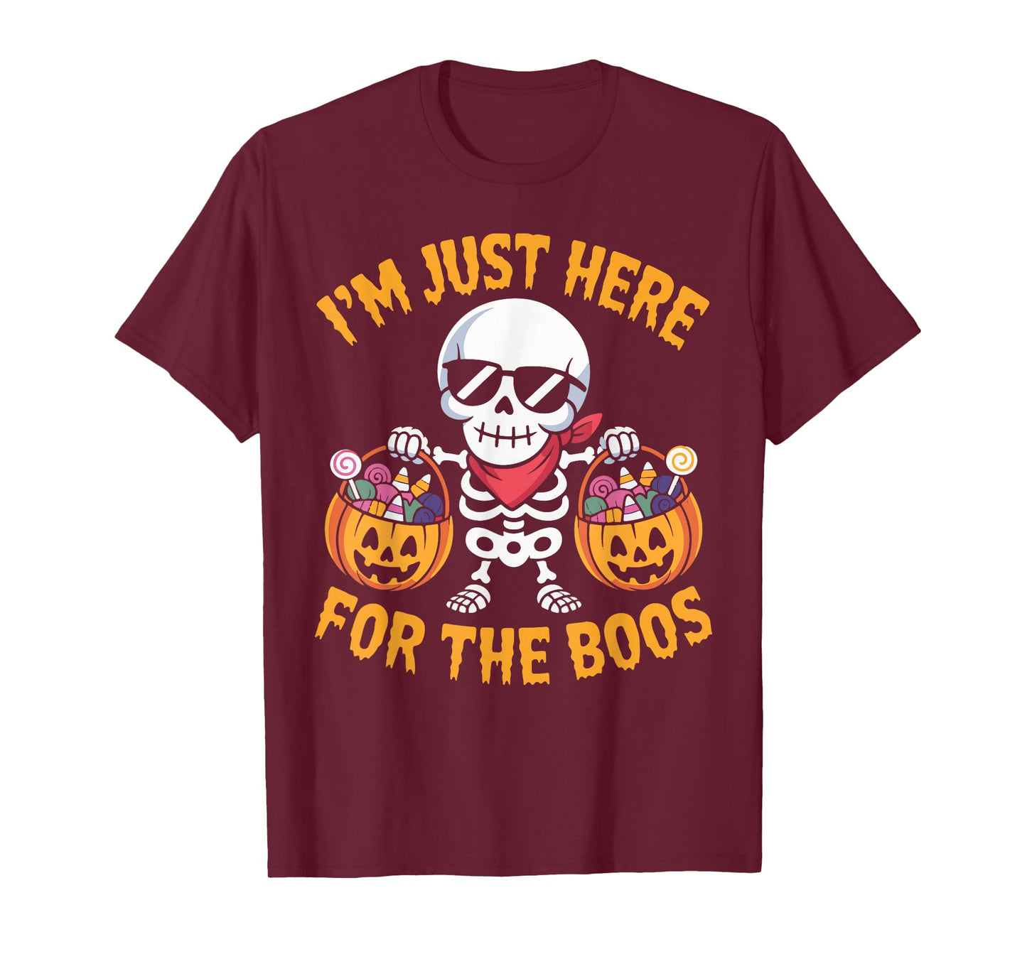 I’m Just Here for The Boos Spooky Halloween Skeleton Women T-Shirt