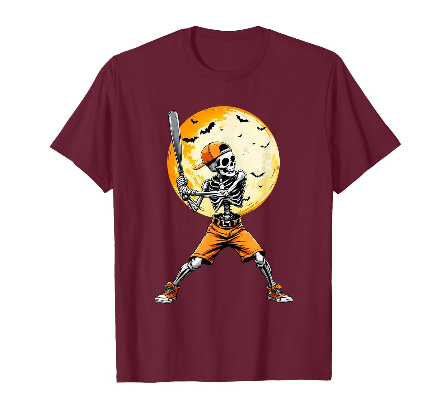 Funny Spooky Skeleton Baseball Tee | Boys & Kids Halloween T-Shirt