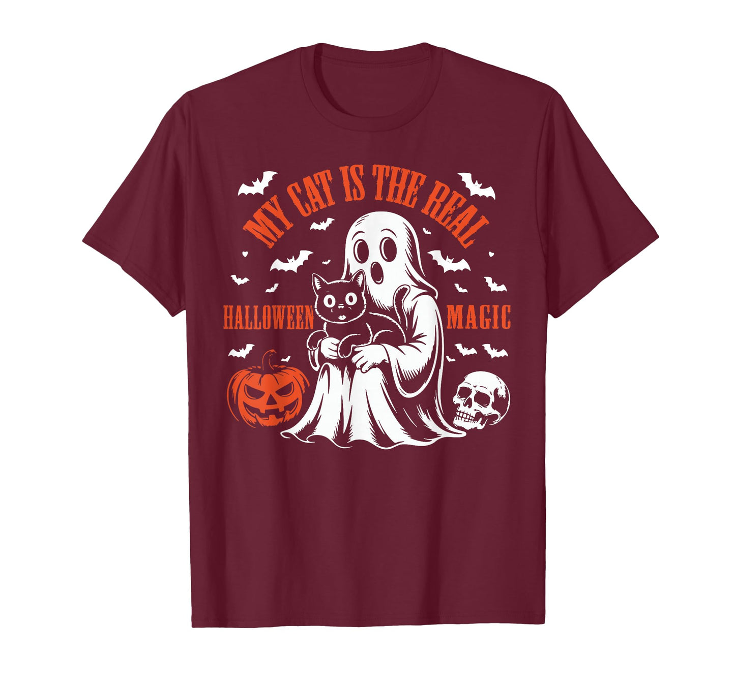 My Cat is The Real Halloween Magic Funny Pumpkin Cats Lovers T-Shirt