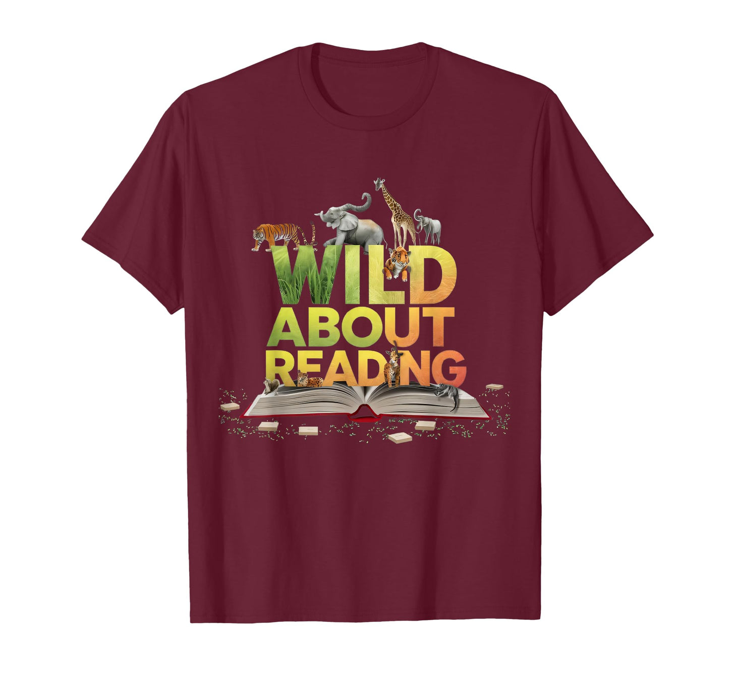 Wild About Reading Books Lovers Novelty Bookworm Library Day T-Shirt