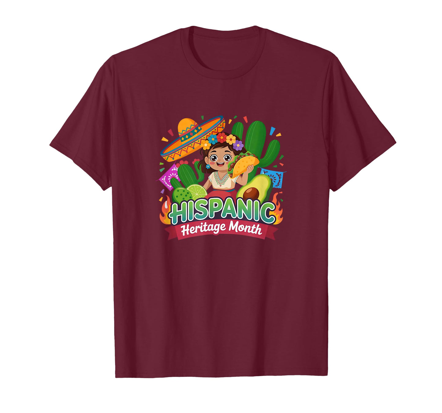 Hispanic Heritage Month Latino Culture Latina Taco Cactus T-Shirt