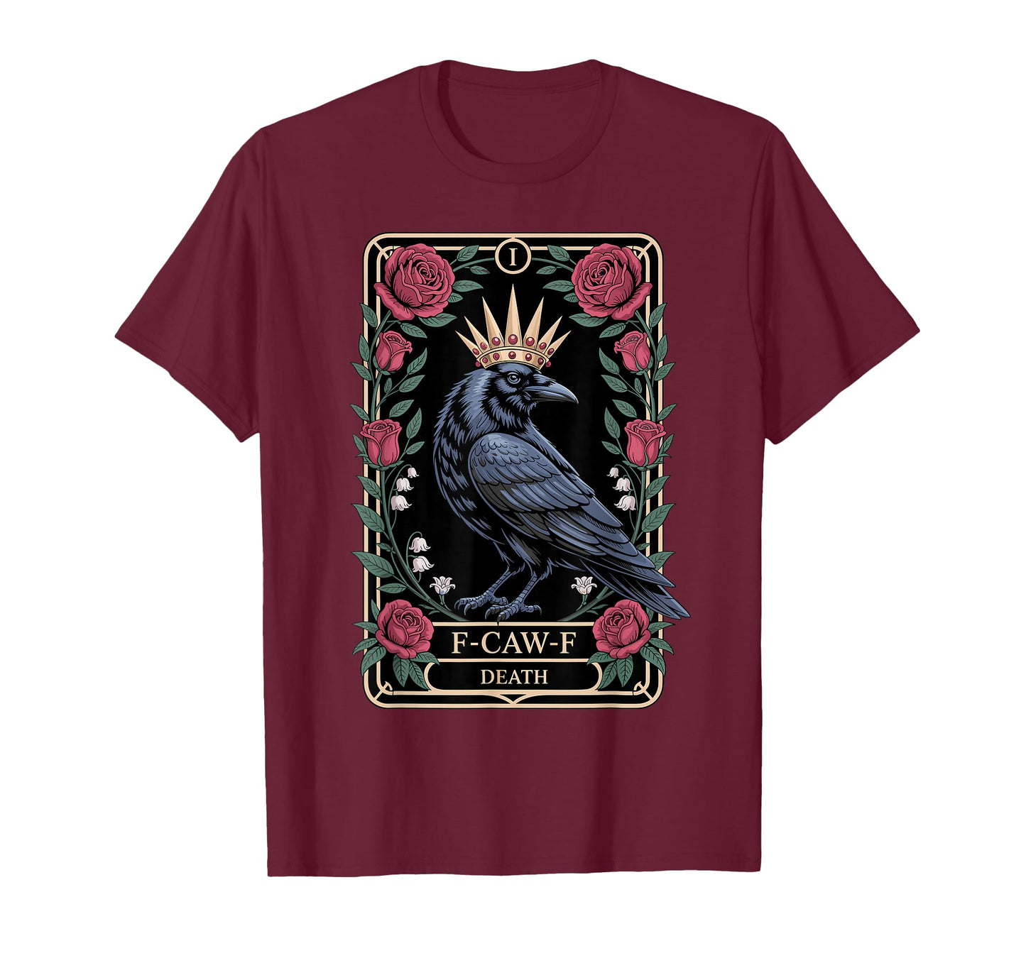 F-Caw-F Death Tarot Crow Black Bird Funny Crow F-Caw-F Adult T-Shirt