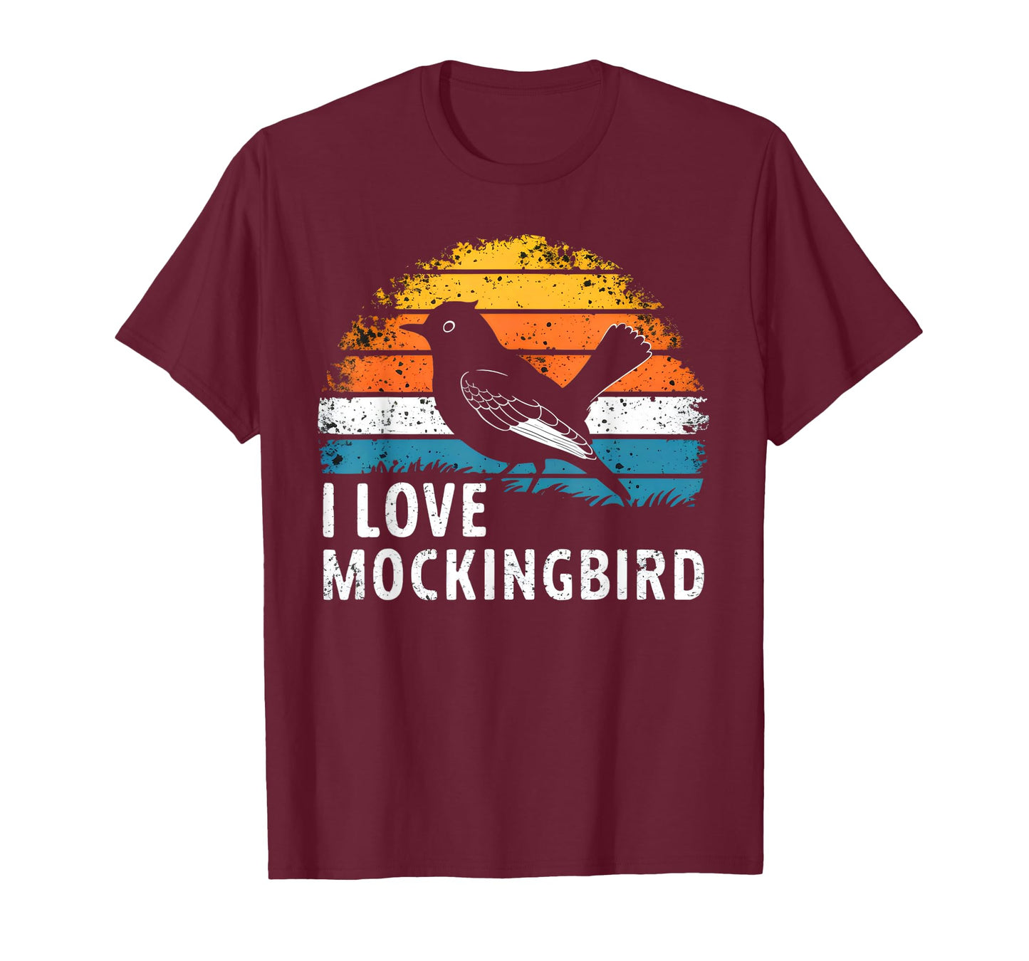 Mockingbird Bird Nature Lover Birding Vintage Sunset T-Shirt