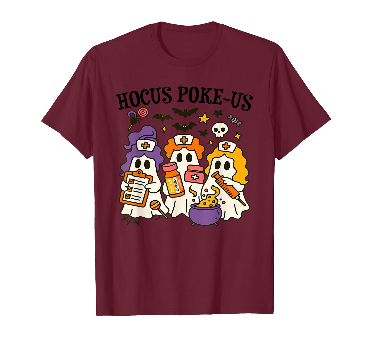 Funny Hocus Poke-us Spooky Nurse Halloween Outfit T-Shirt