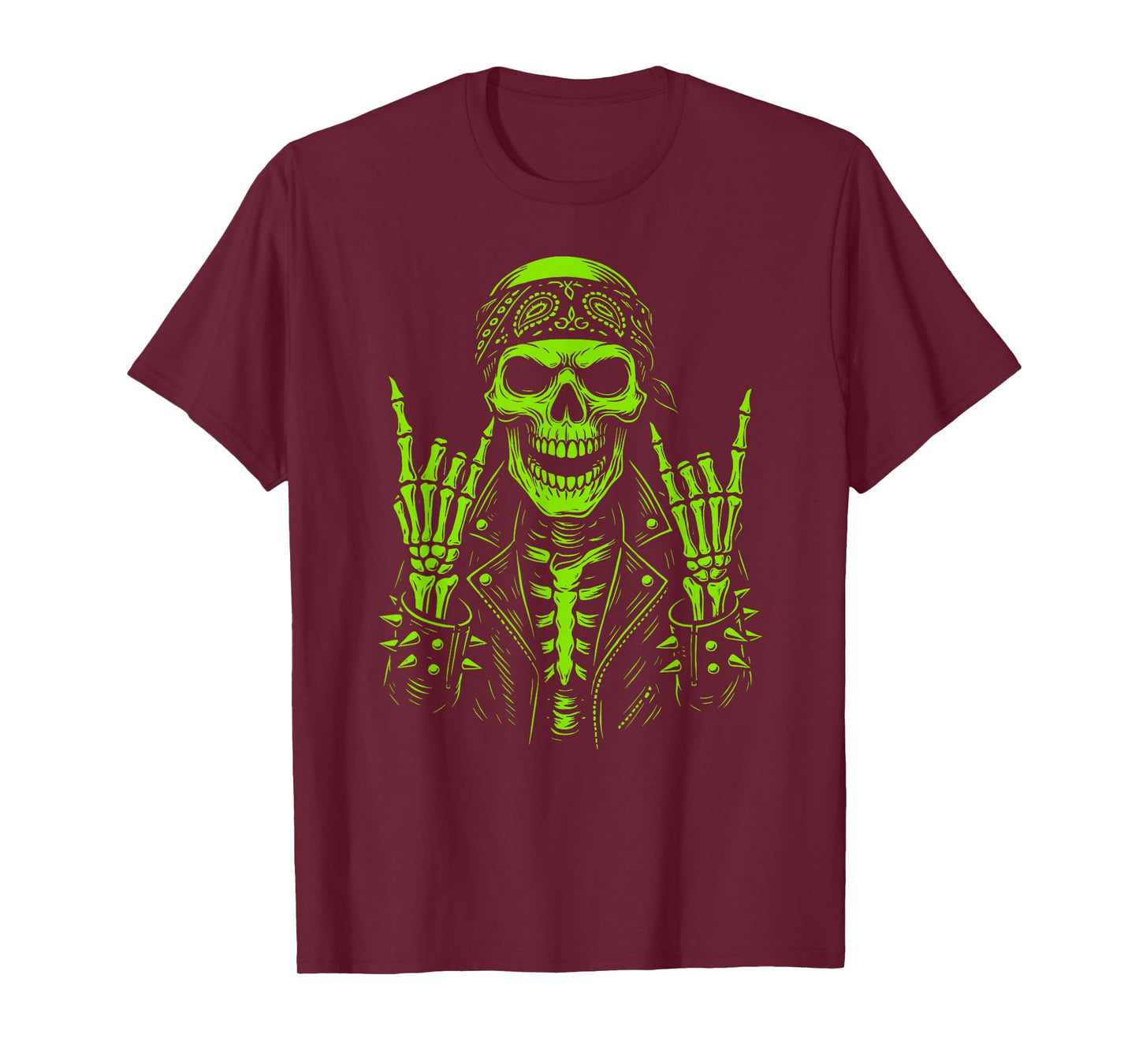 Rocker Skeleton Halloween Punk Rock Men Boys T-Shirt
