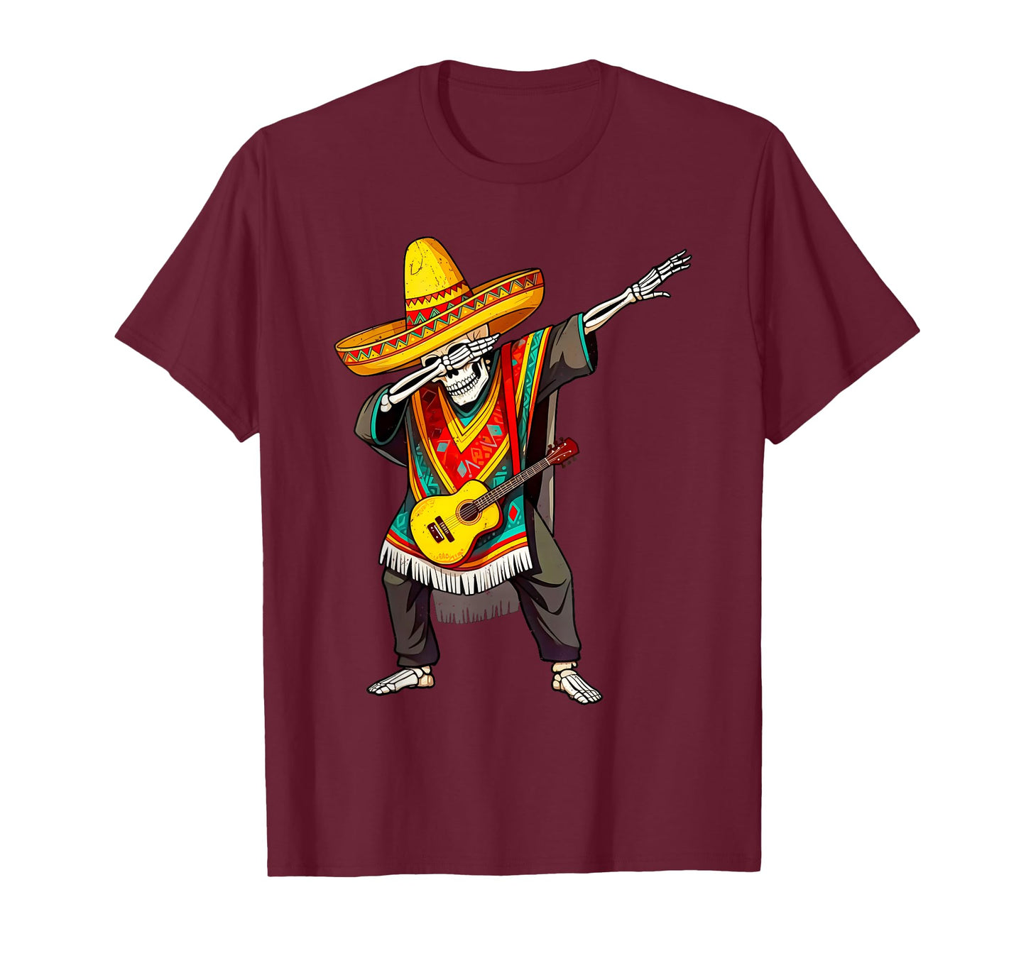 Funny Dabbing Mexican Skeleton Poncho Cinco de Mayo T-Shirt