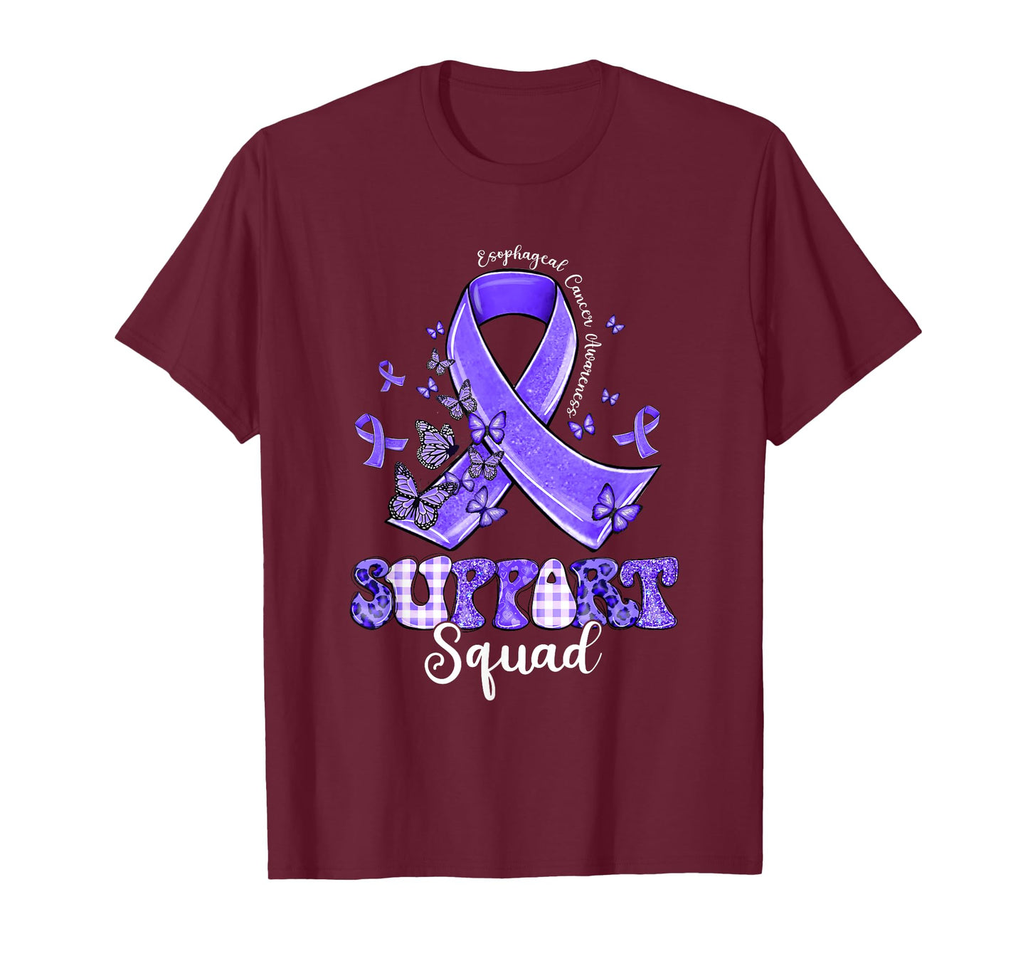Support Squad Periwinkle Ribbon Butterfly Esophageal Cancer T-Shirt