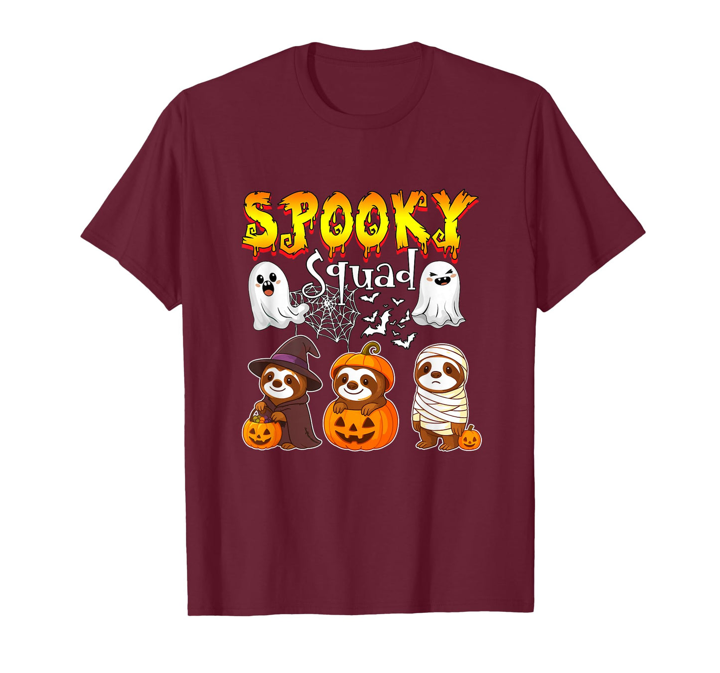 Spooky Halloween Squad Three Cute Sloths Cosplay Witch T-Shirt