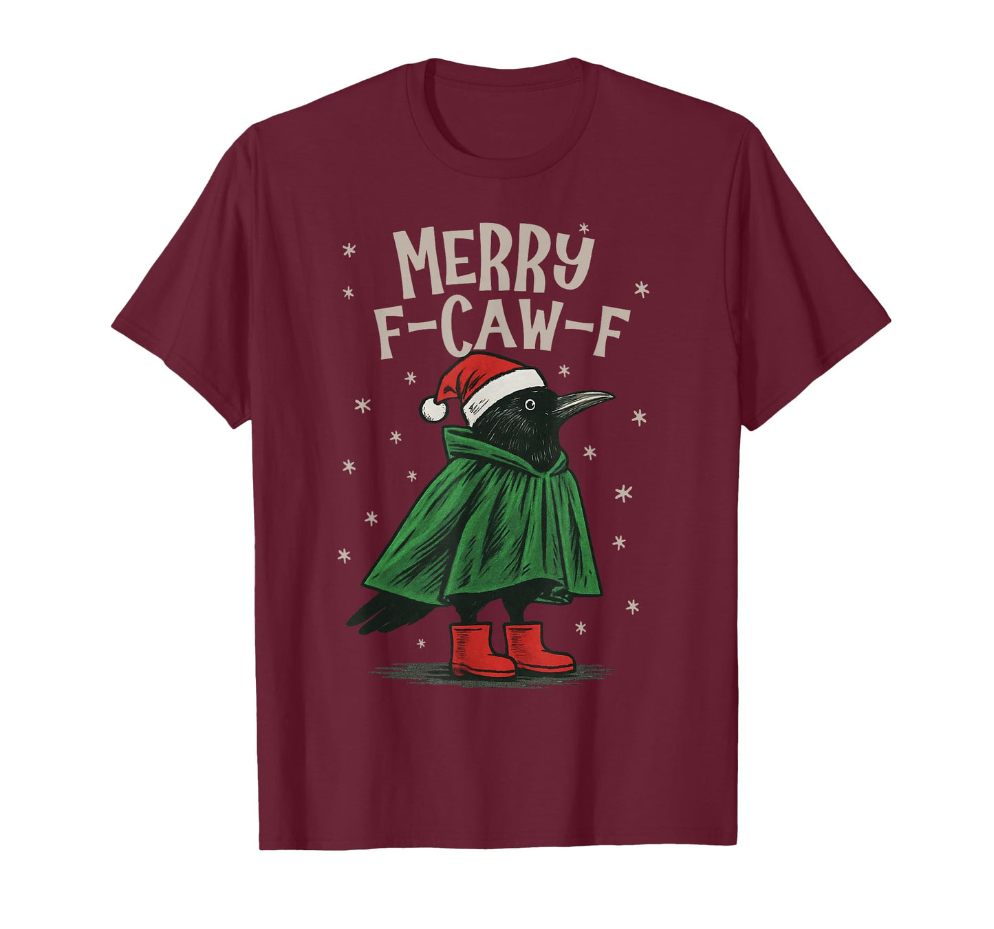 Merry F-Caw-F Funny Christmas Black Crow Merry Xmas F-Caw-F T-Shirt