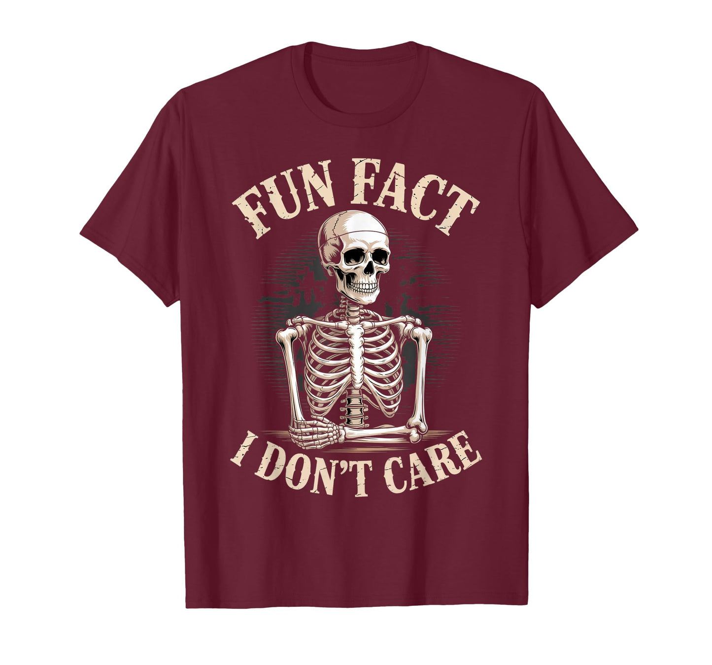 Fun Fact I Don’t Care Skull Funny Sarcastic Quote Skeleton T-Shirt