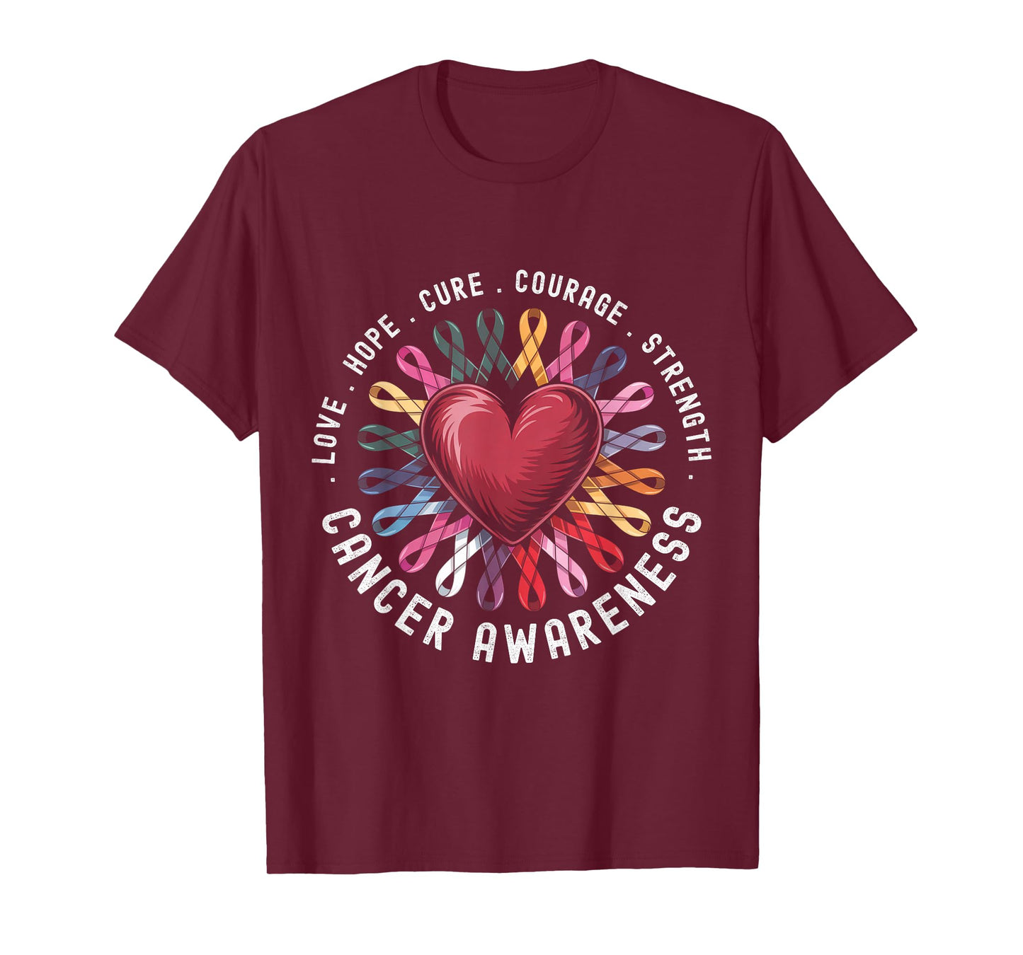 Cancer Awareness All Cancer Matter Colorful Ribbons T-Shirt