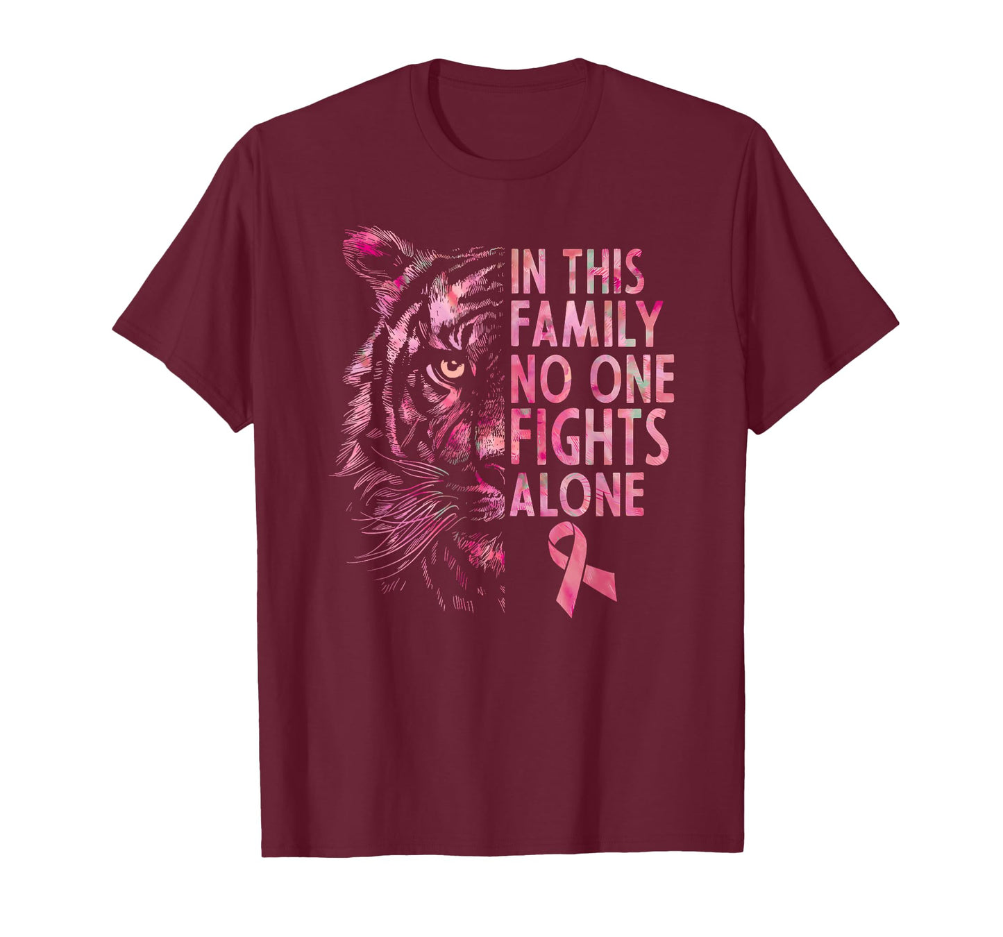 Breast Cancer Awareness 2024 Tiger Family Matching Ribbon T-Shirt