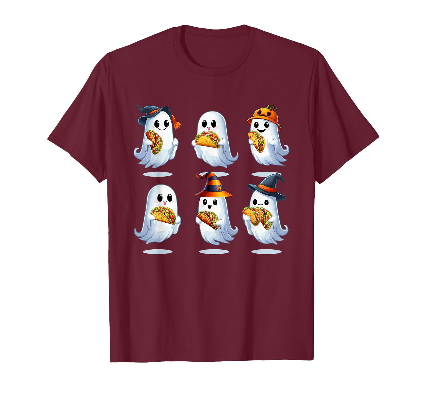Group Boo Ghosts Eating Tacos Halloween Food Lover Kids T-Shirt