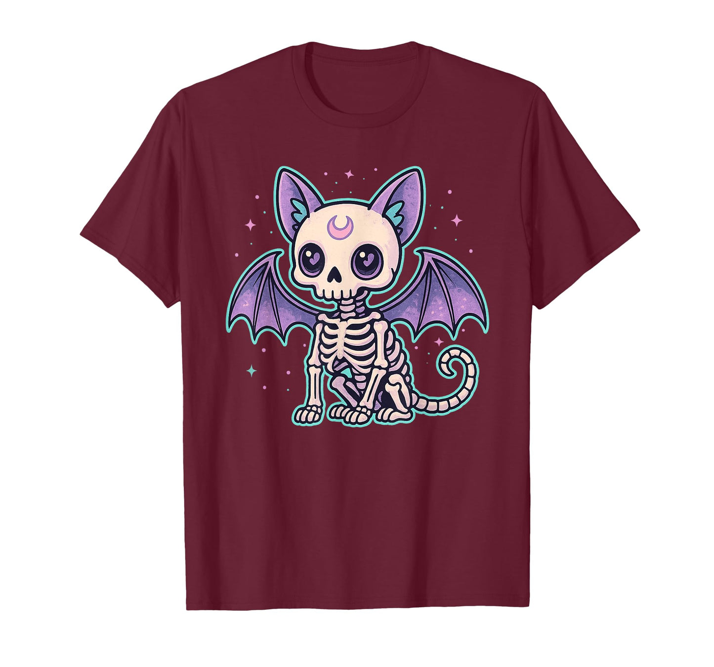 Kawaii Pastel Goth Cute Cat Bat Skeleton Halloween Kids T-Shirt