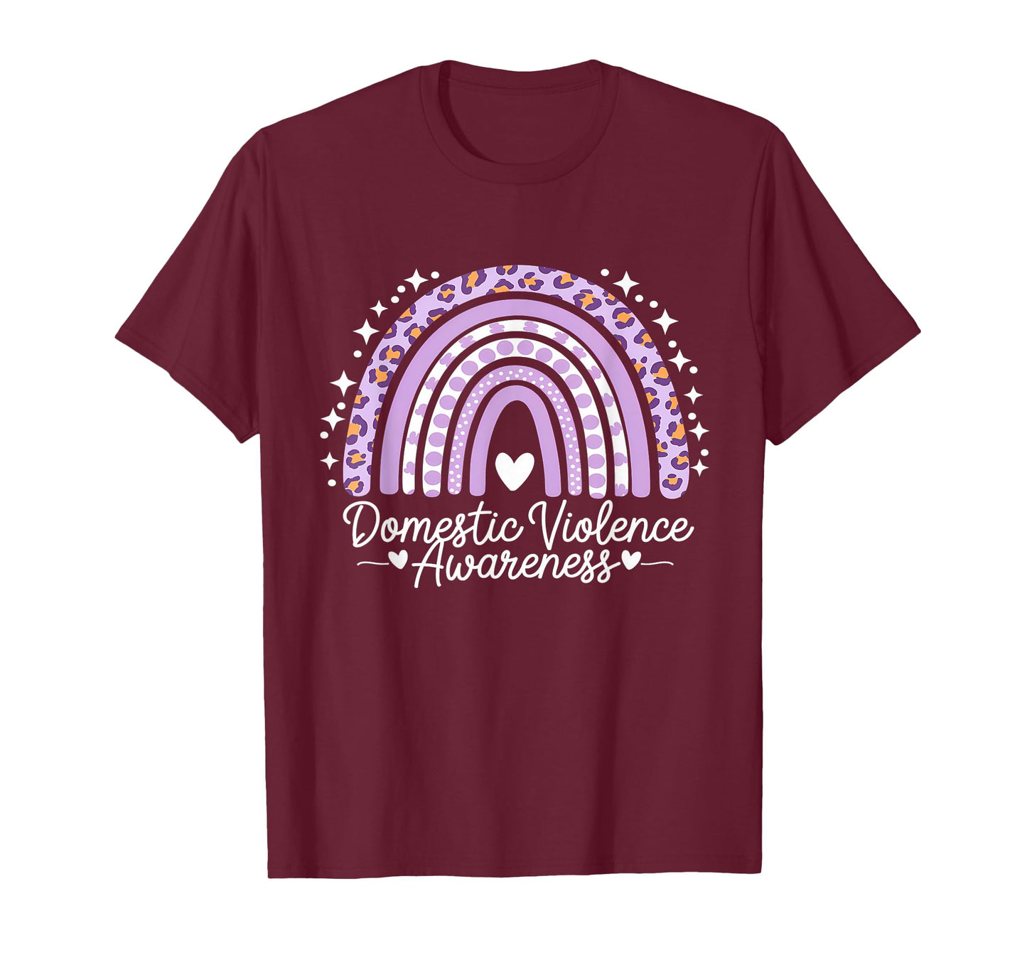 Domestic Violence Awareness Purple Ribbon Rainbow Leopard T-Shirt