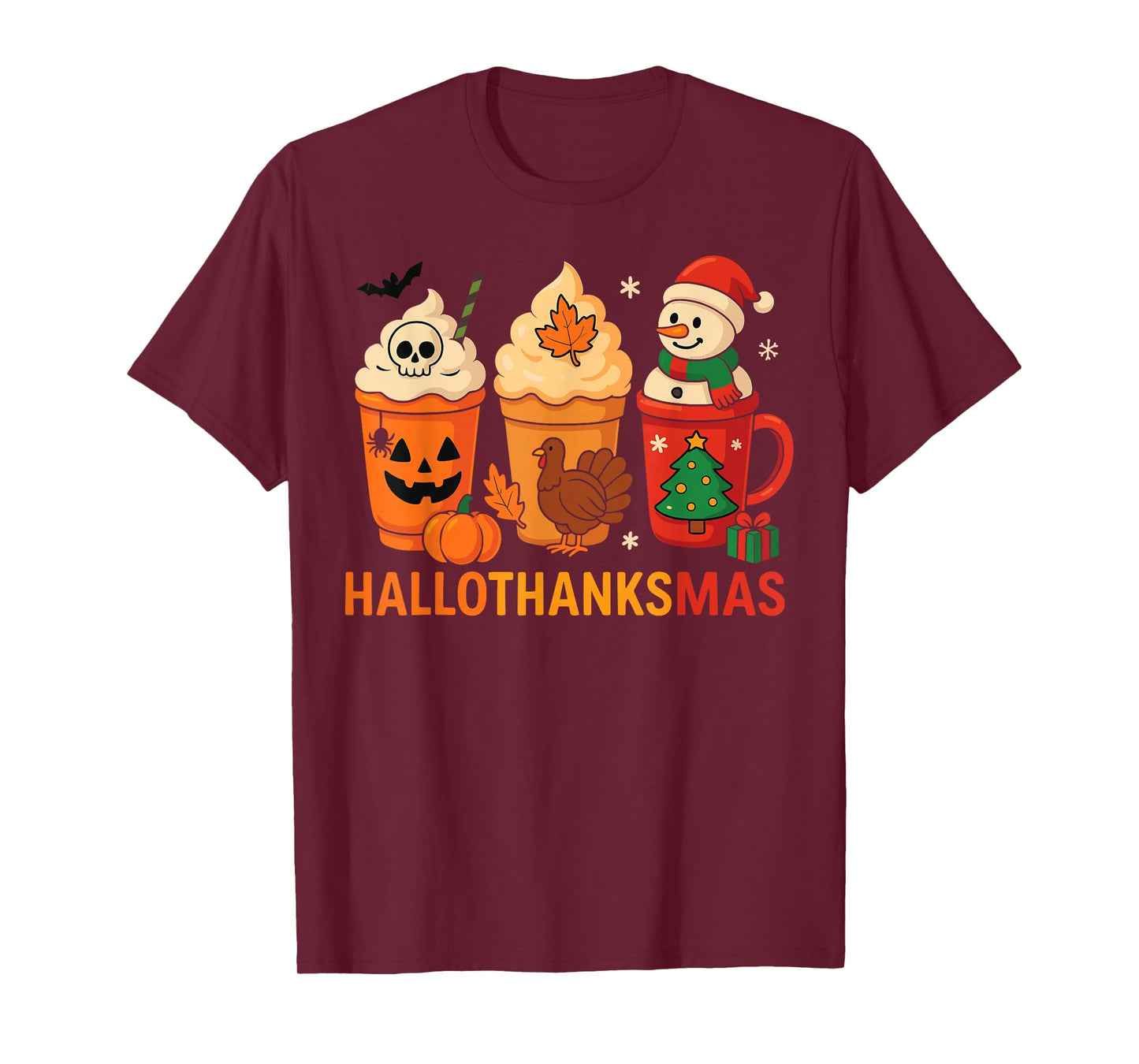 Halloween Thanksgiving Christmas Happy HalloThanksMas T-Shirt