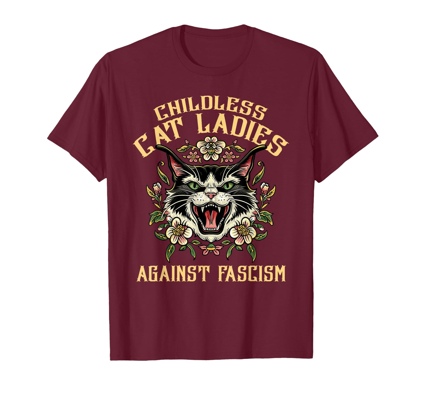 Childless Cat Lady Against Fascism Funny Voting 2024 Elect T-Shirt