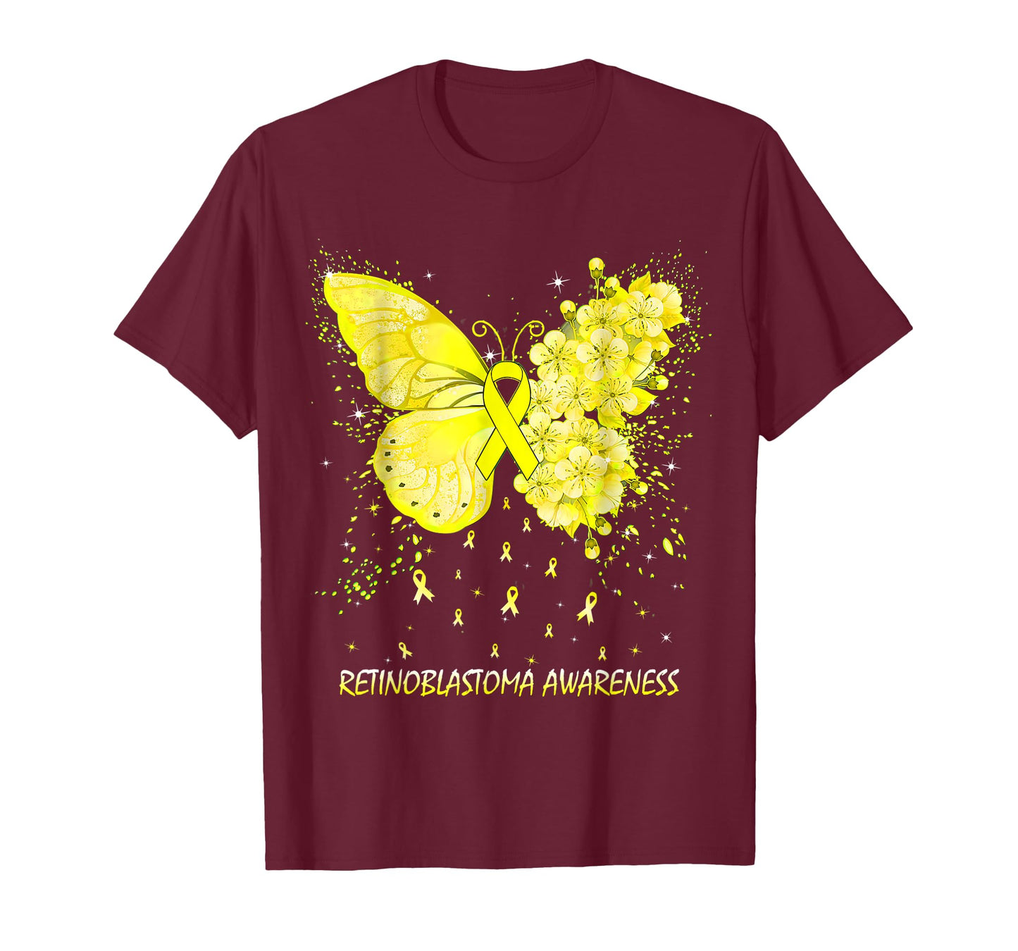 Womens Butterfly Retinoblastoma Awareness Ribbon T-Shirt